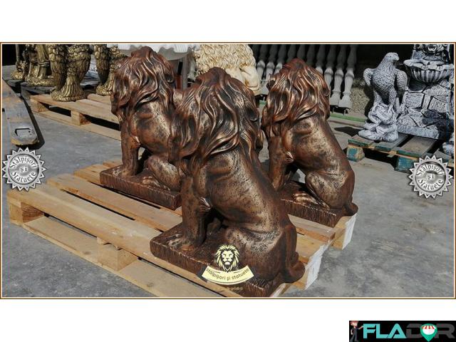 Statuetă leu în șezut, arămiu patinat, model S46. - 3/5